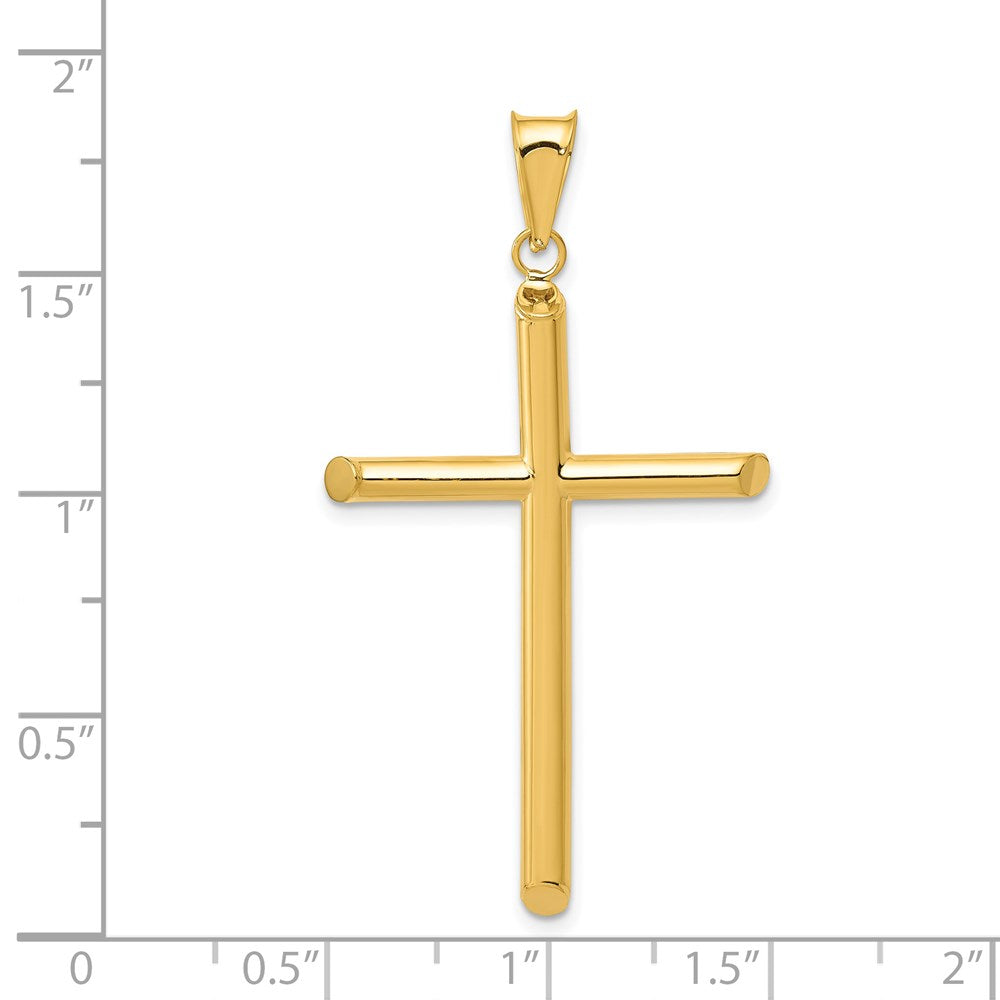 14K Gelbgold 3-d Poliert Hohl Kreuz Anhänger