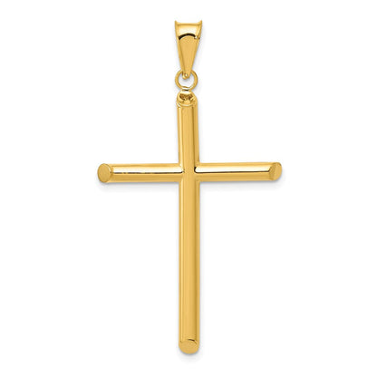 14K Gelbgold 3-d Poliert Hohl Kreuz Anhänger