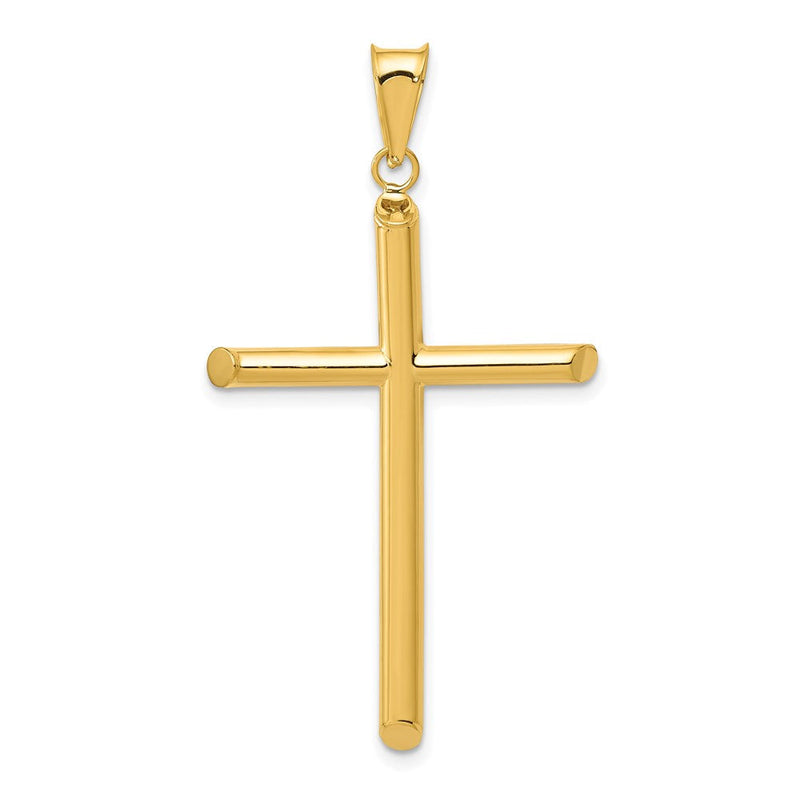 14K Gelbgold 3-d Poliert Hohl Kreuz Anhänger