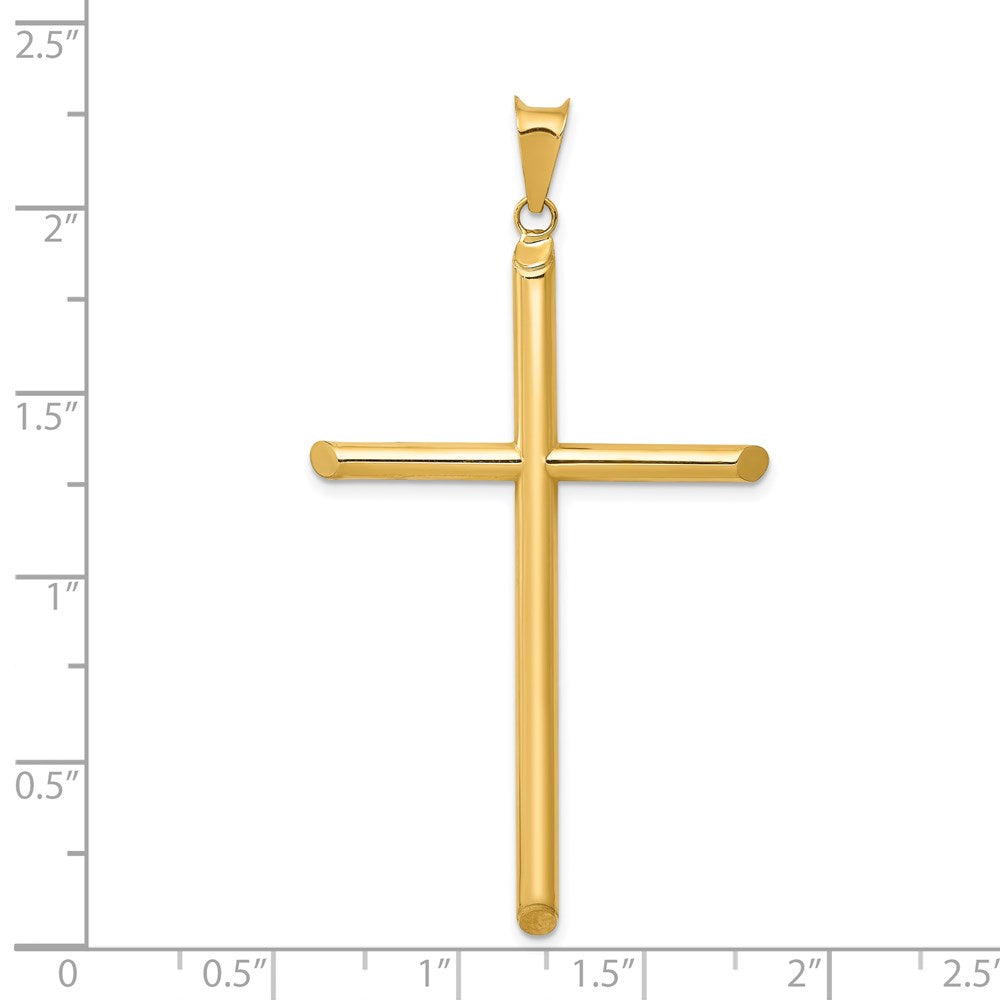 14K Gelbgold 3-d Poliert Hohl Kreuz Anhänger