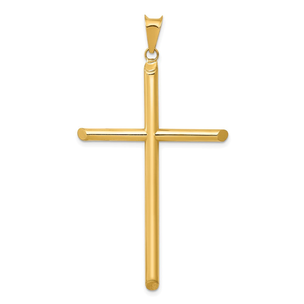 14K Gelbgold 3-d Poliert Hohl Kreuz Anhänger