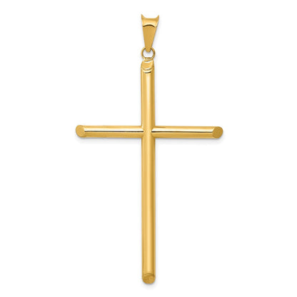 14K Gelbgold 3-d Poliert Hohl Kreuz Anhänger