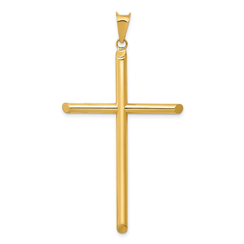 14K Gelbgold 3-d Poliert Hohl Kreuz Anhänger