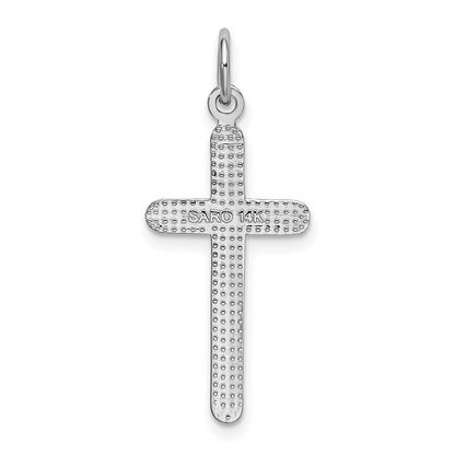 14K Weißgold Kreuz Anhänger