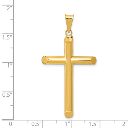 14K Gelbgold 3-d Poliert Hohl Kreuz Anhänger