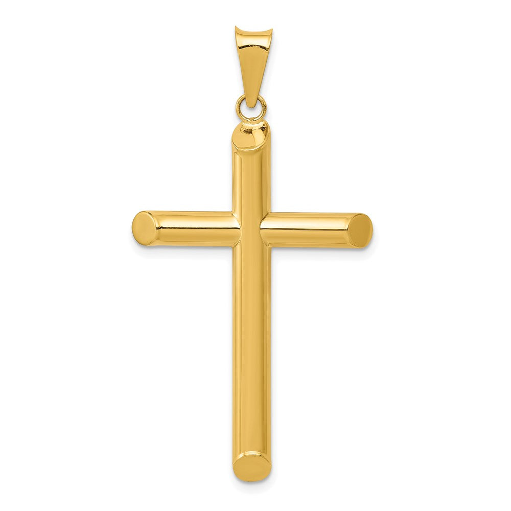 14K Gelbgold 3-d Poliert Hohl Kreuz Anhänger