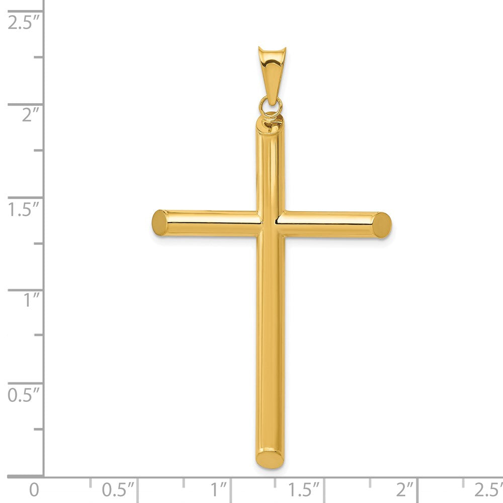 14K Gelbgold 3-d Poliert Hohl Kreuz Anhänger