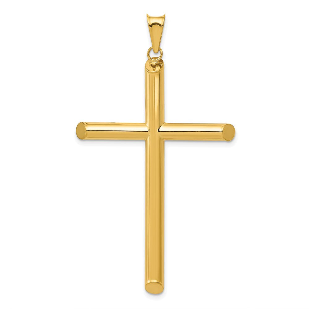 14K Gelbgold 3-d Poliert Hohl Kreuz Anhänger