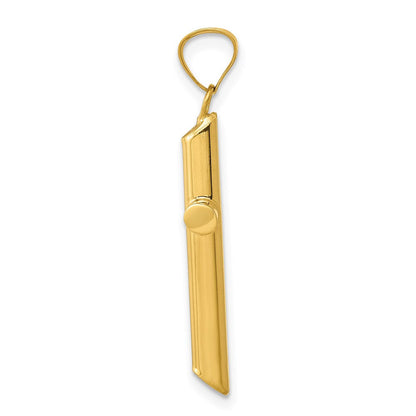 14K Gelb & Rhodium mit Rhodium 3-d Hohl Kreuz Anhänger