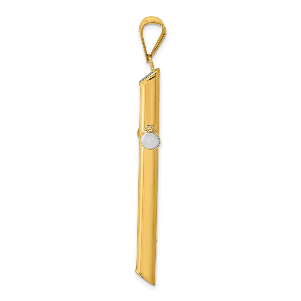 14K Gelb & Rhodium mit Rhodium 3-d Hohl Kreuz Anhänger