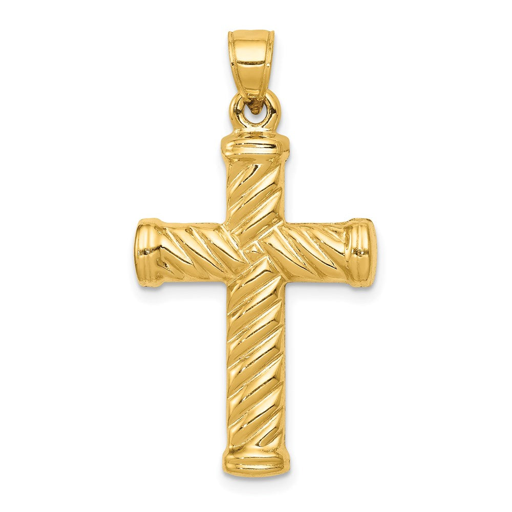 14K Gelbgold Wendbar Diamantiert Kreuz Anhänger