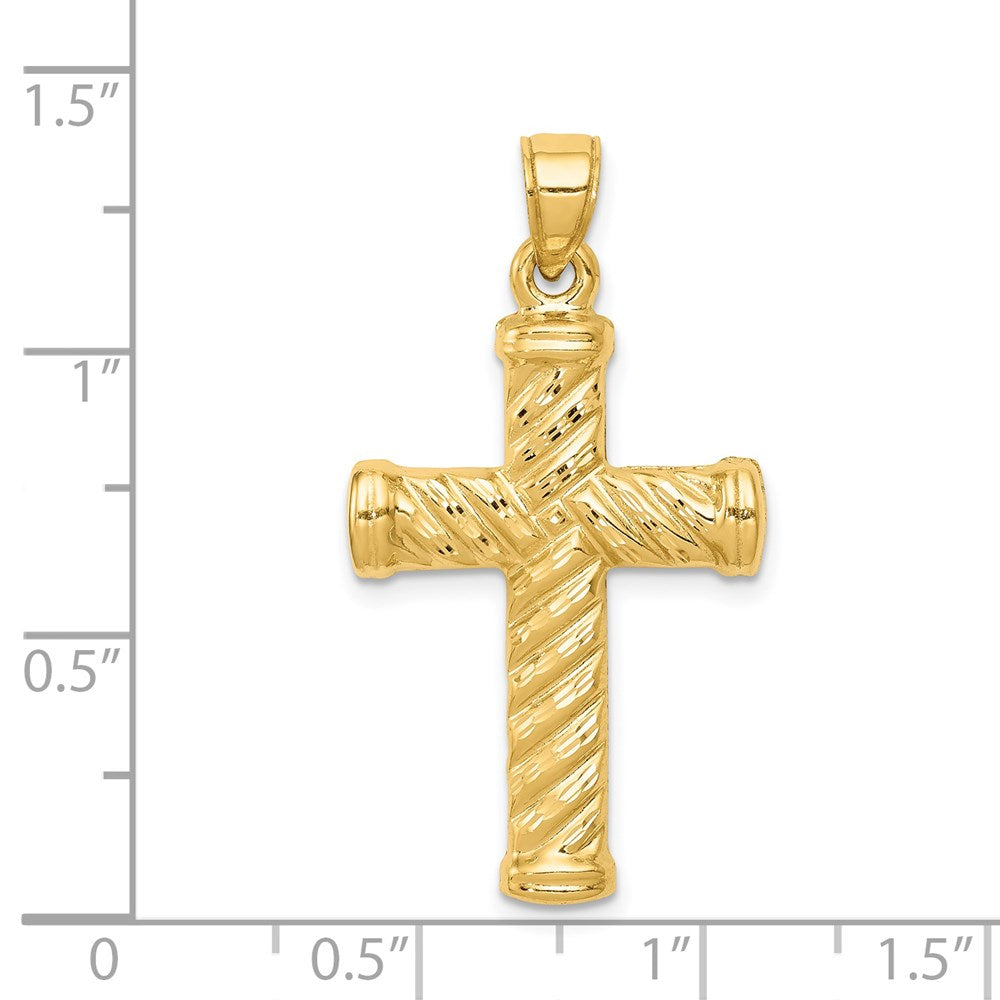 14K Gelbgold Wendbar Diamantiert Kreuz Anhänger
