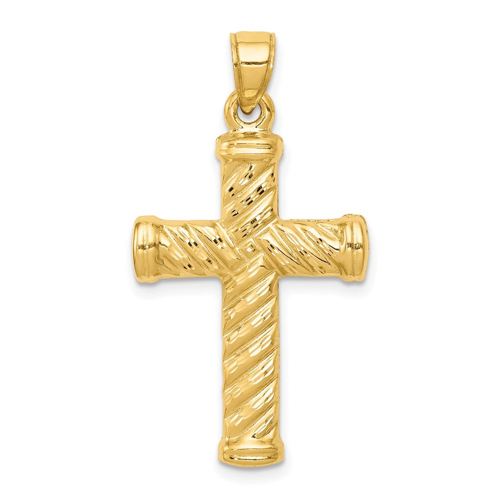 14K Gelbgold Wendbar Diamantiert Kreuz Anhänger