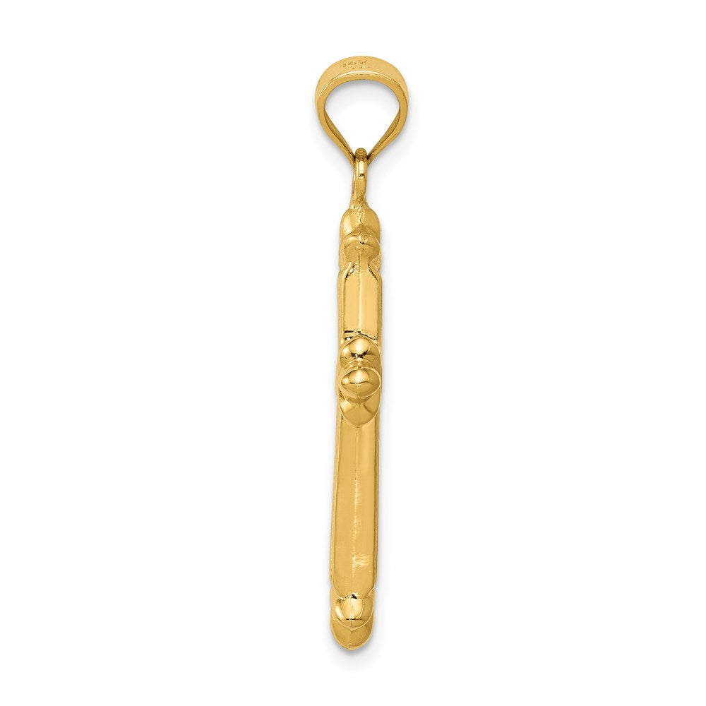 14K Gelbgold Wendbar Diamantiert Kreuz Anhänger