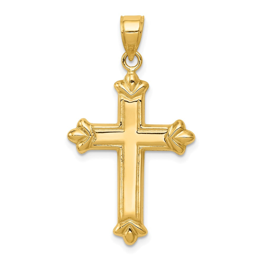 14K Gelbgold Wendbar Diamantiert Kreuz Anhänger