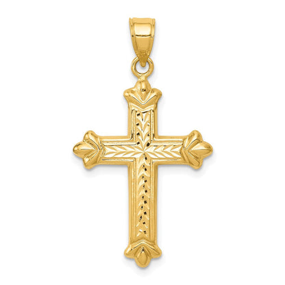 14K Gelbgold Wendbar Diamantiert Kreuz Anhänger