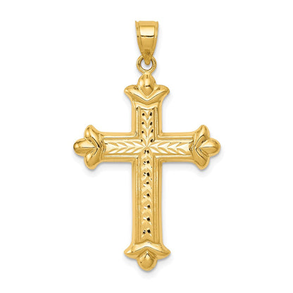 14K Gelbgold Wendbarer Diamantierter Kreuzanhänger