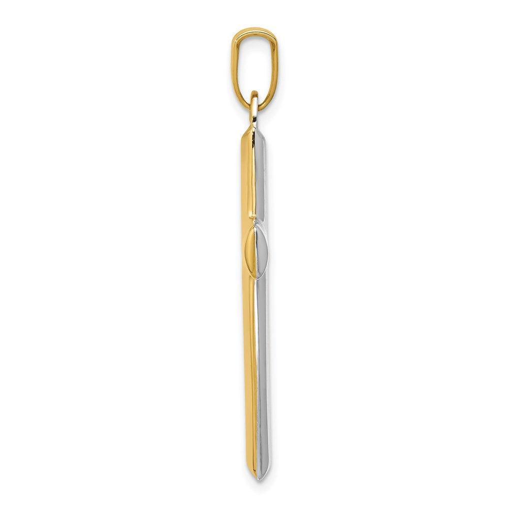 14K Gelb- & Rhodiumgold mit Rhodium wendbarer Gelb/Weiß Kreuz-Anhänger