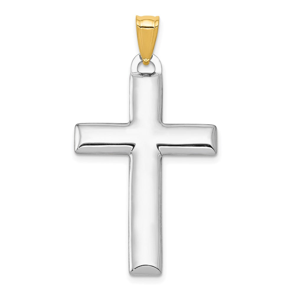14K Gelb- & Rhodiumgold mit Rhodium wendbarer Gelb/Weiß Kreuz-Anhänger