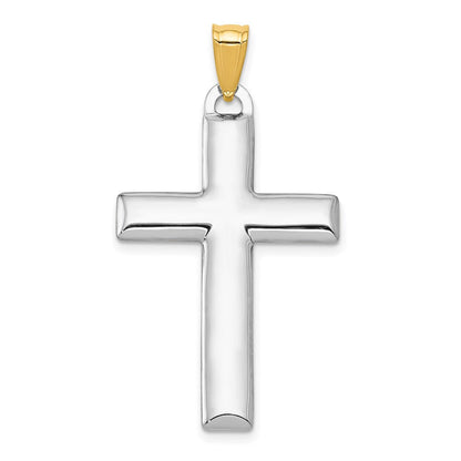 14K Gelb- & Rhodiumgold mit Rhodium wendbarer Gelb/Weiß Kreuz-Anhänger