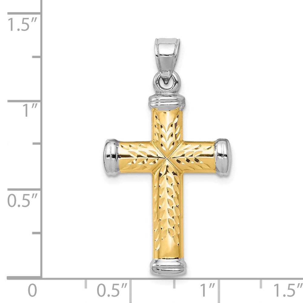 14K Bicolor mit Rhodium Wendbar Kreuz