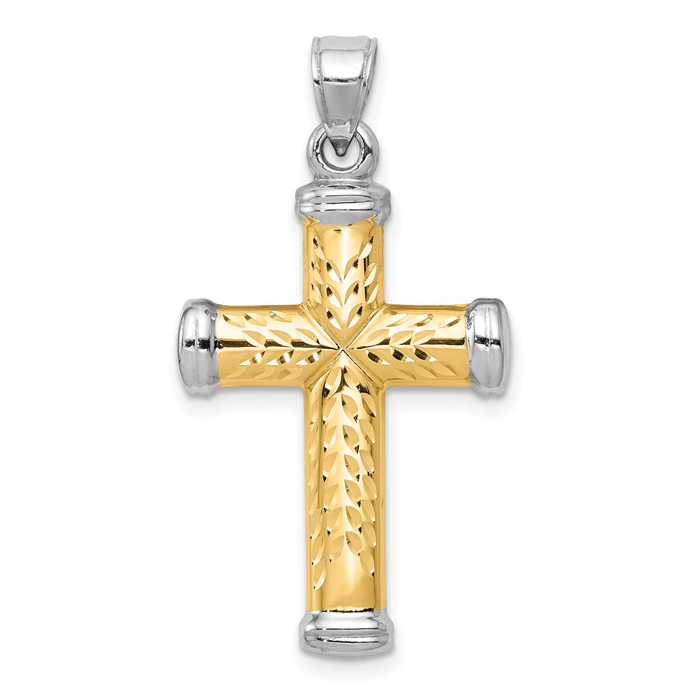 14K Bicolor mit Rhodium Wendbar Kreuz
