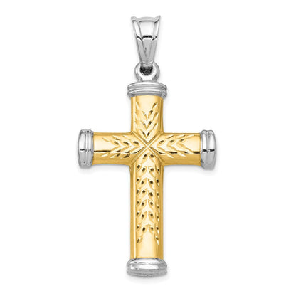 14K Bicolor Gold Bicolor Gold und Rhodium Wendbar Kreuz