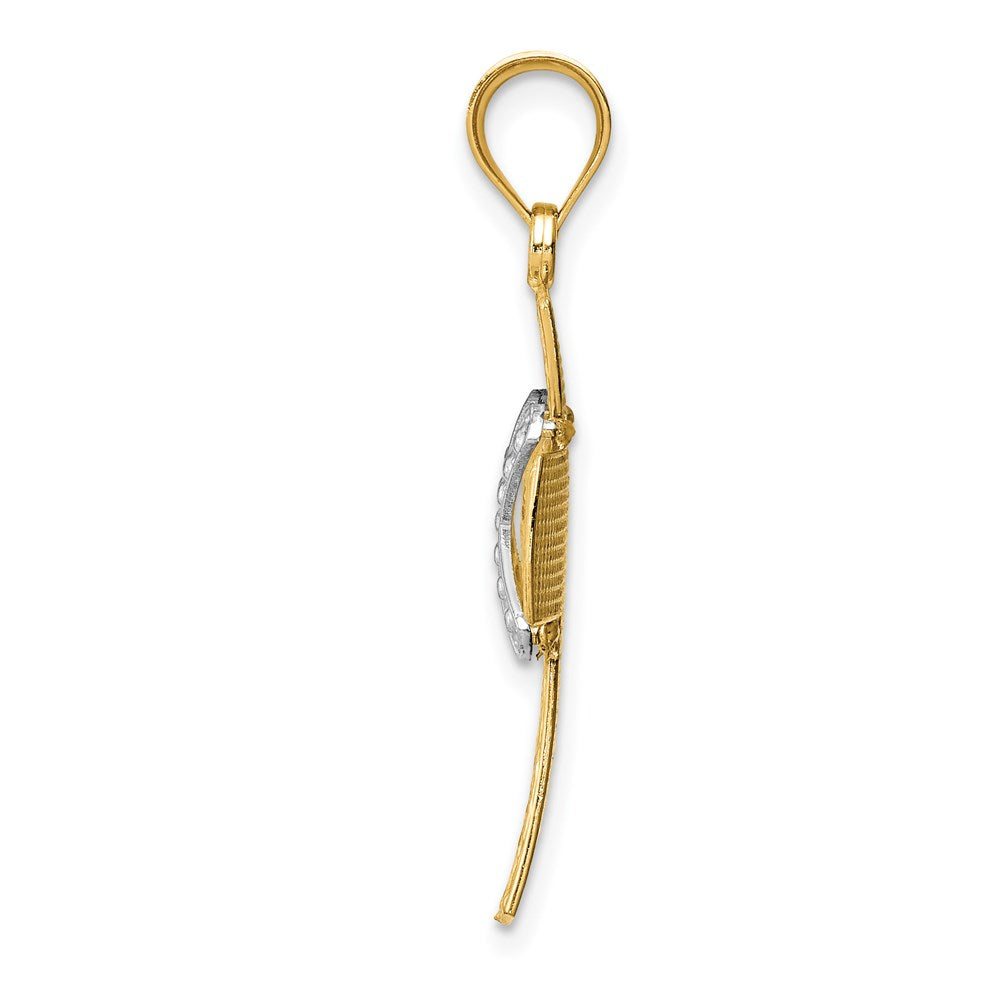 14K Bicolor-Gold Diamant-geschnittener Kreuz-Anhänger