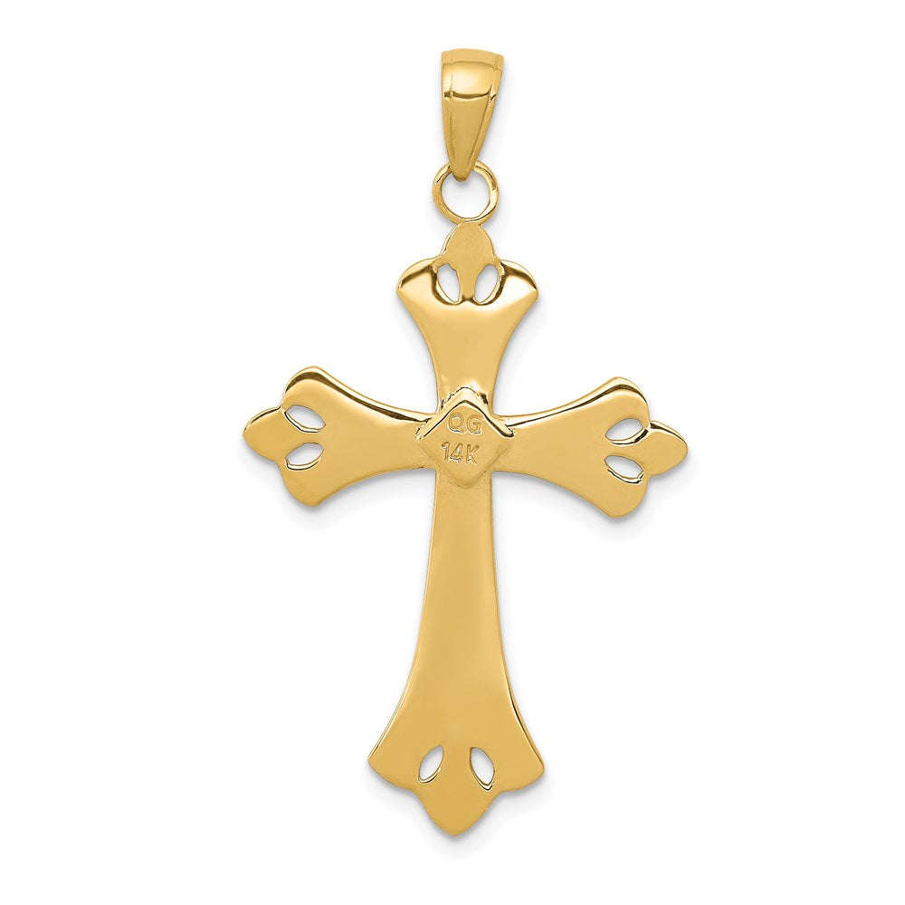 14K Gelb- und Rhodiumgold mit rhodiniertem, strukturiertem Kreuz-Anhänger