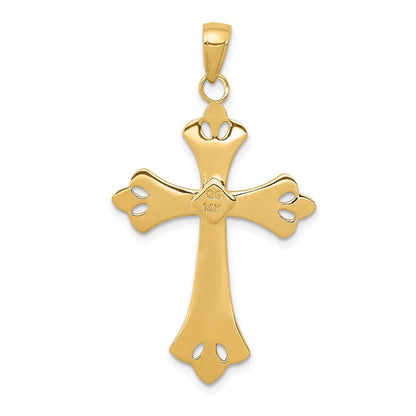 14K Gelb- und Rhodiumgold mit rhodiniertem, strukturiertem Kreuz-Anhänger