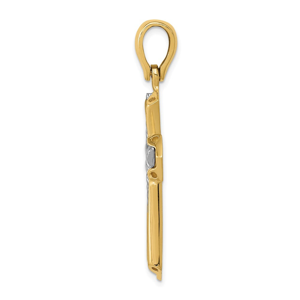 14K Bicolor-Gold Massives Kreuz-Anhänger** Falls die grammatikalisch korrektere Form gewünscht ist: **14K Massiver Kreuz-Anhänger aus Bicolor-Gold