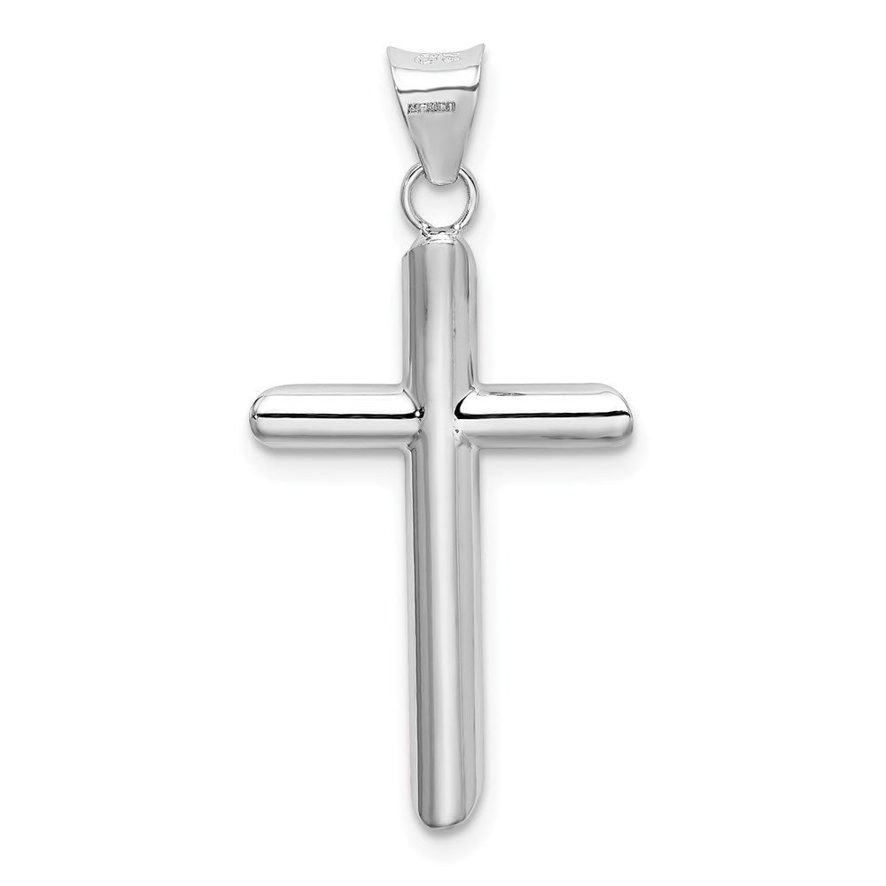 14K Weißgold Poliert Hohl Kreuz Anhänger