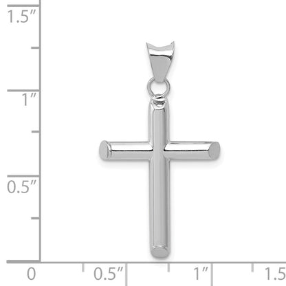 14K Weißgold Poliert Hohl Kreuz Anhänger