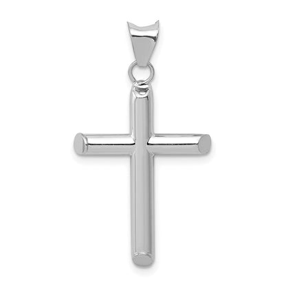 14K Weißgold Poliert Hohl Kreuz Anhänger