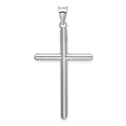 14K Weißgold Poliert Hohl Kreuz Anhänger