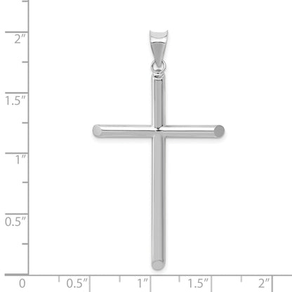 14K Weißgold Poliert Hohl Kreuz Anhänger