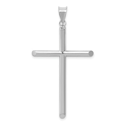 14K Weißgold Poliert Hohl Kreuz Anhänger