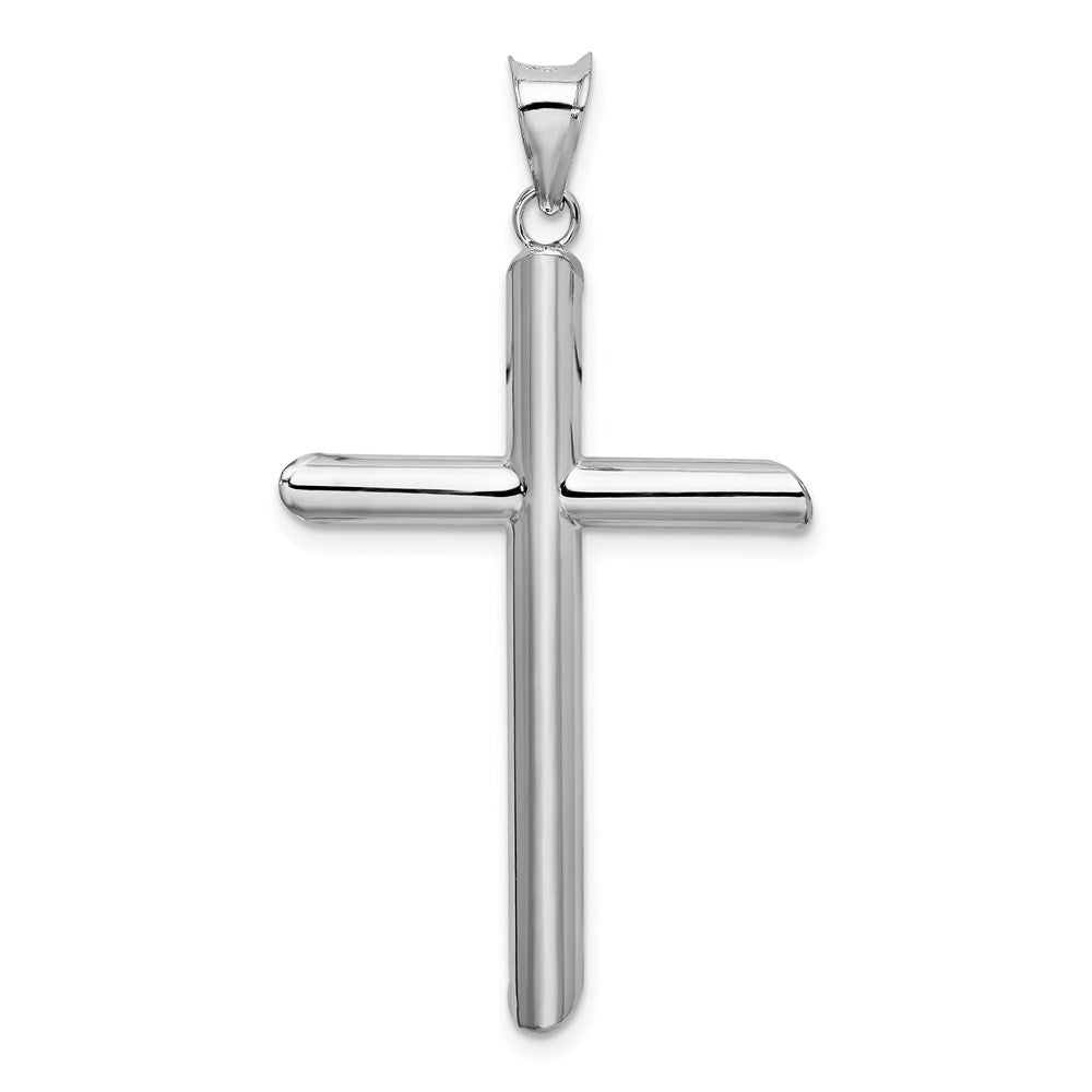 14K Weißgold Poliert Hohl Kreuz Anhänger