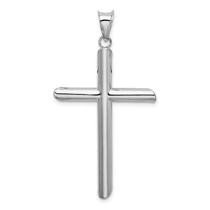 14K Weißgold Poliert Hohl Kreuz Anhänger
