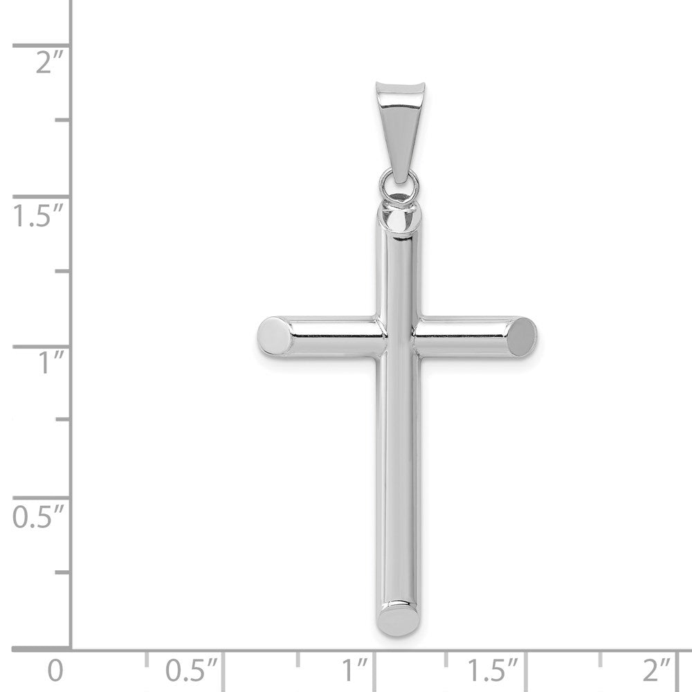 14K Weißgold Poliert Hohl Kreuz Anhänger