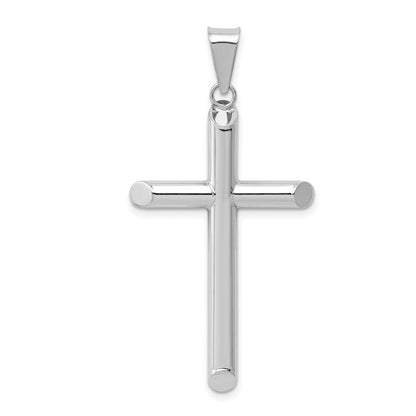 14K Weißgold Poliert Hohl Kreuz Anhänger
