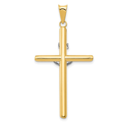 14K Bicolor Gold Kruzifix-Anhänger „INRI“ mit Rhodium-Beschichtung
