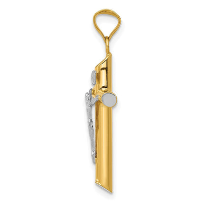14K Bicolor mit Rhodium Inri Kruzifix Anhänger