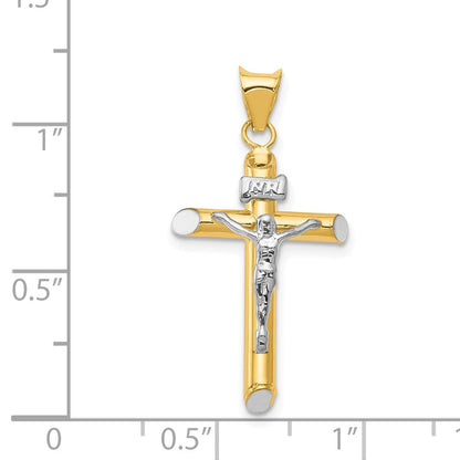 14K Bicolor mit Rhodium Inri Kruzifix Anhänger
