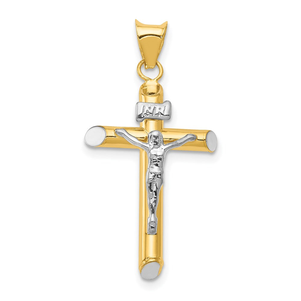 14K Bicolor mit Rhodium Inri Kruzifix Anhänger