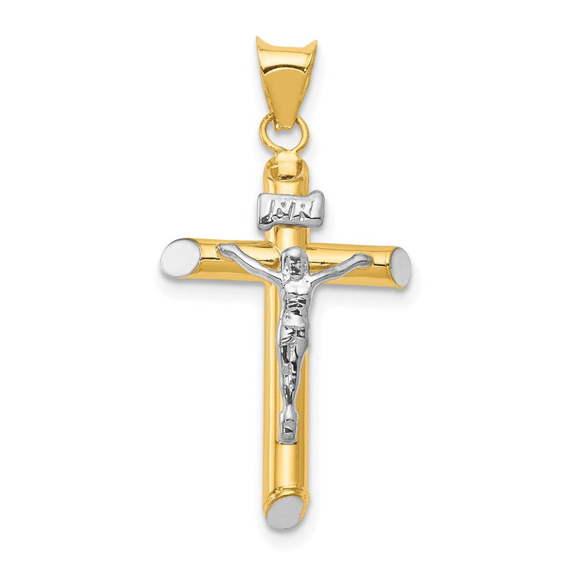 14K Bicolor mit Rhodium Inri Kruzifix Anhänger