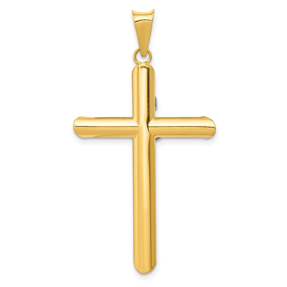 14K Bicolor-Gold INRI-Kruzifix-Anhänger mit Rhodium