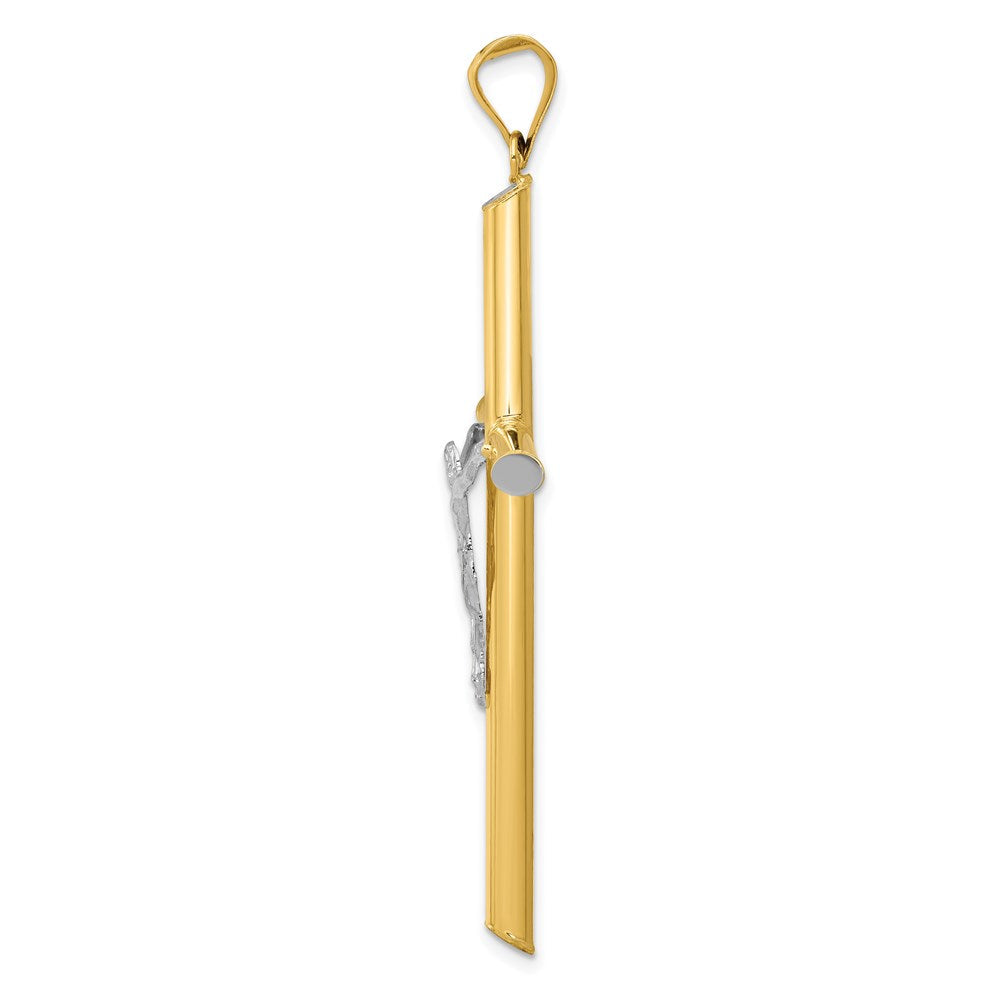 14K Zweifarbig Gold Zweifarbig Gold mit Rhodium Kruzifix-Anhänger