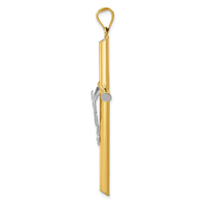 14K Zweifarbig Gold Zweifarbig Gold mit Rhodium Kruzifix-Anhänger