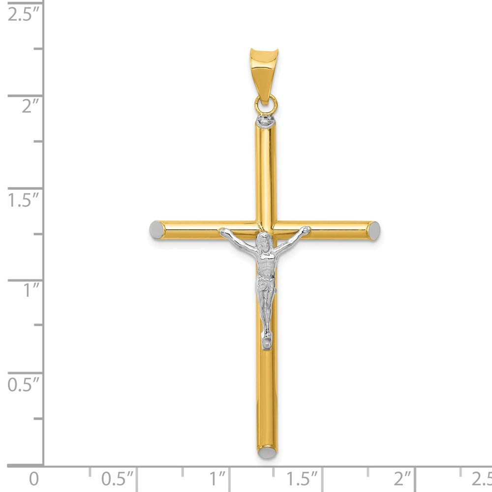 14K Zweifarbig Gold Zweifarbig Gold mit Rhodium Kruzifix-Anhänger